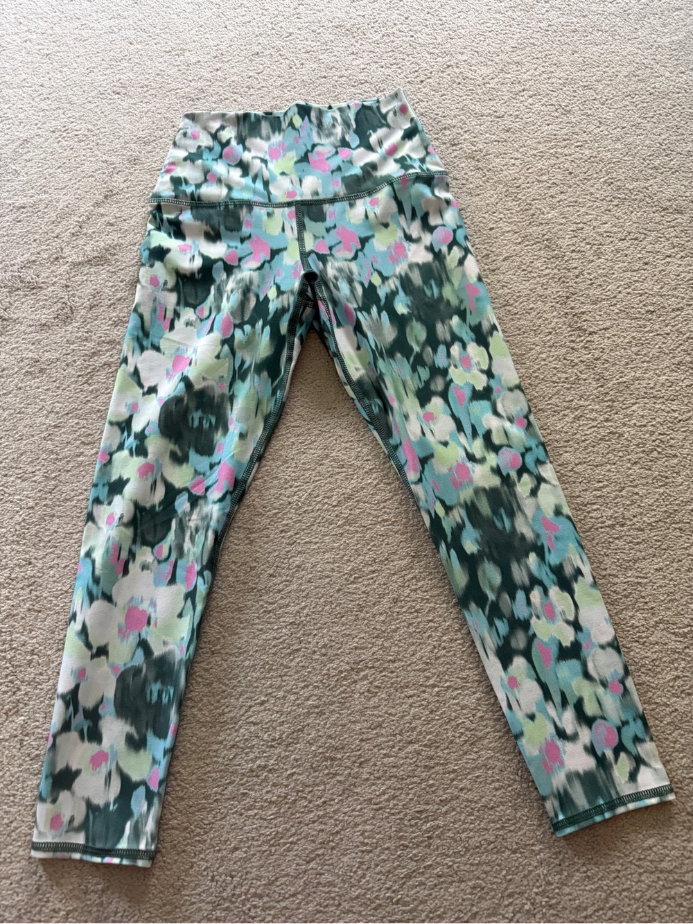 Evolution and Creation Floral-Print Capris in Green, Pink and Cream